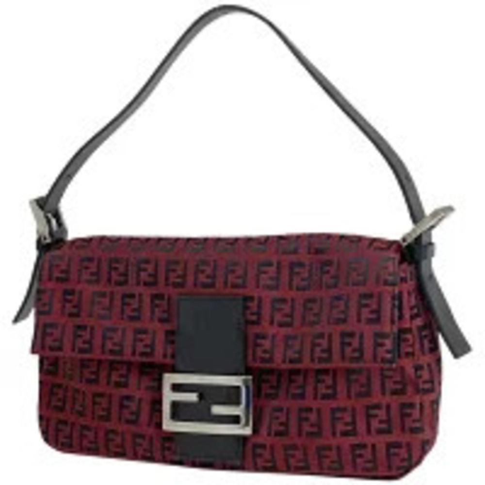 Fendi Mamma Bucket Handbag Zucchino Shoulder Bag Hobo Canvas Red